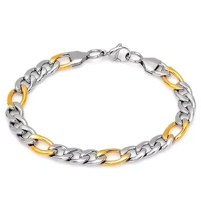 Men's stainless steel bracelet with two tone design