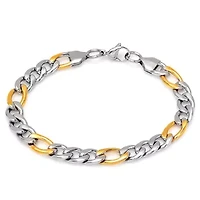 Men's stainless steel bracelet with two tone design