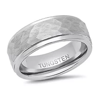 Men's tungsten prism band ring