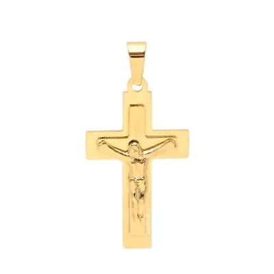 Lab Created Men's stainless steel simulated diamond cross pendant