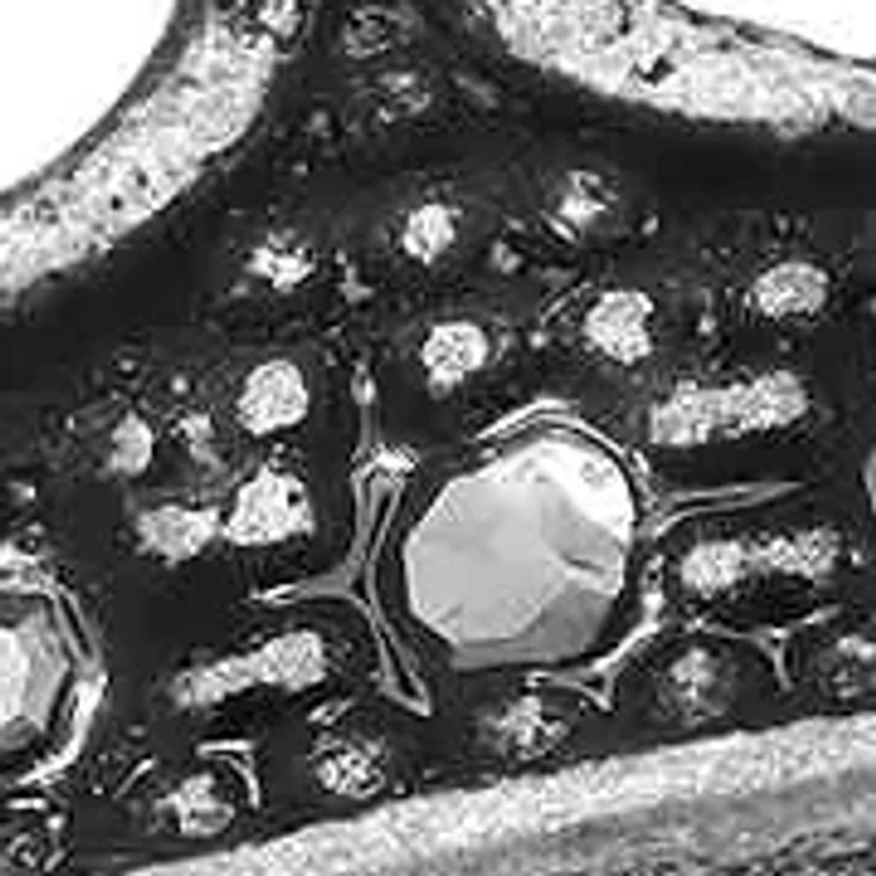 Lab Created Men's black ip stainless steel and simulated diamonds crown ring