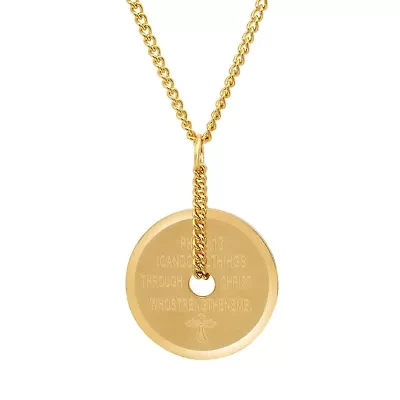 Men's 18k gold plated stainless steel shields of strength necklace
