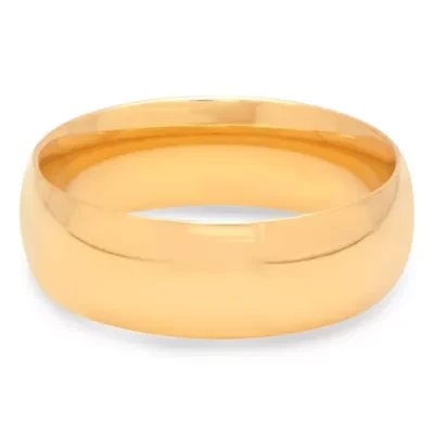 Unisex 6mm plain 18k gold plated stainless steel shiny high polished band