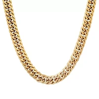 Men's 18k gold plated stainless steel round link chain necklace