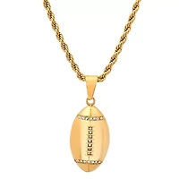 Lab Created Men's 18k gold plated stainless steel american football simulated diamonds pendant
