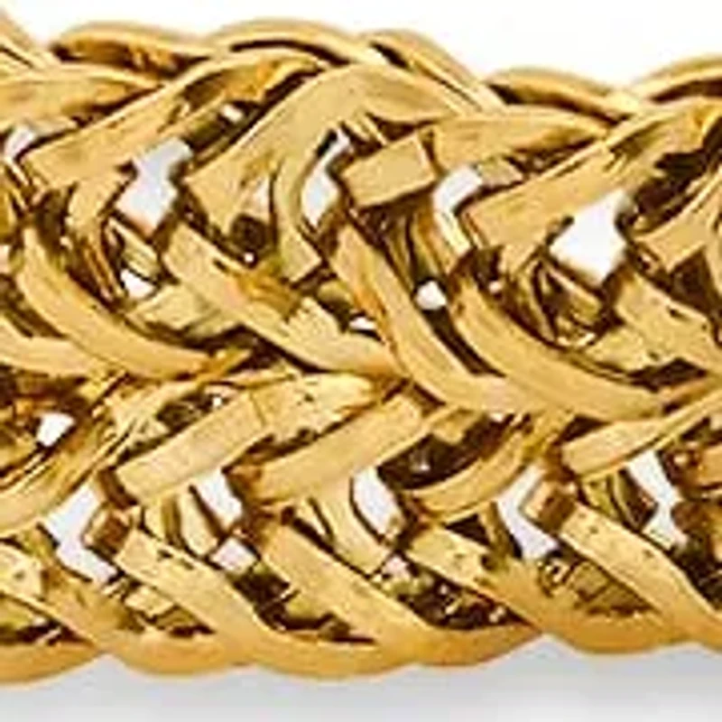 Men's 18k gold plated stainless steel double row wheat chain bracelet