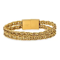 Men's 18k gold plated stainless steel double row wheat chain bracelet