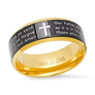 Men's stainless steel Our Father english prayer band ring