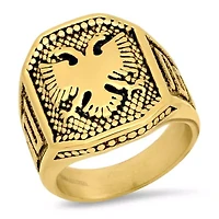Men's 18k gold plated stainless steel eagle shield ring