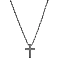 Men's stainless steel Lord's prayer small square cross pendant