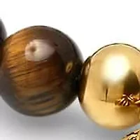 Men's black lava beaded bracelet with 18k gold plated stainless steel lion