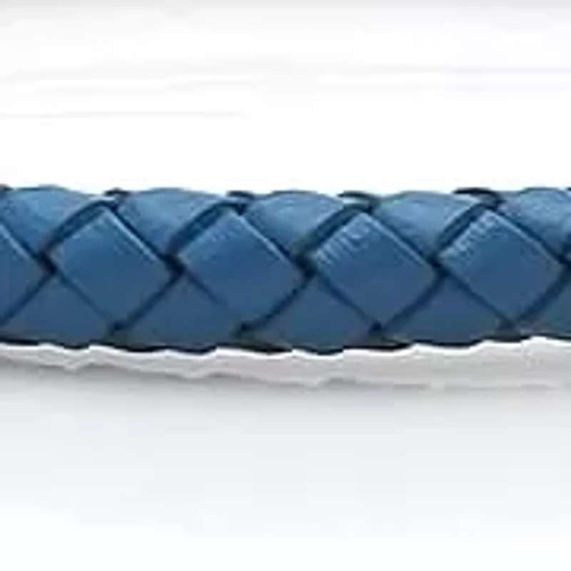 Men's genuine leather 8.5" braided bracelet gray push n pull closure