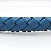 Men's genuine leather 8.5" braided bracelet gray push n pull closure