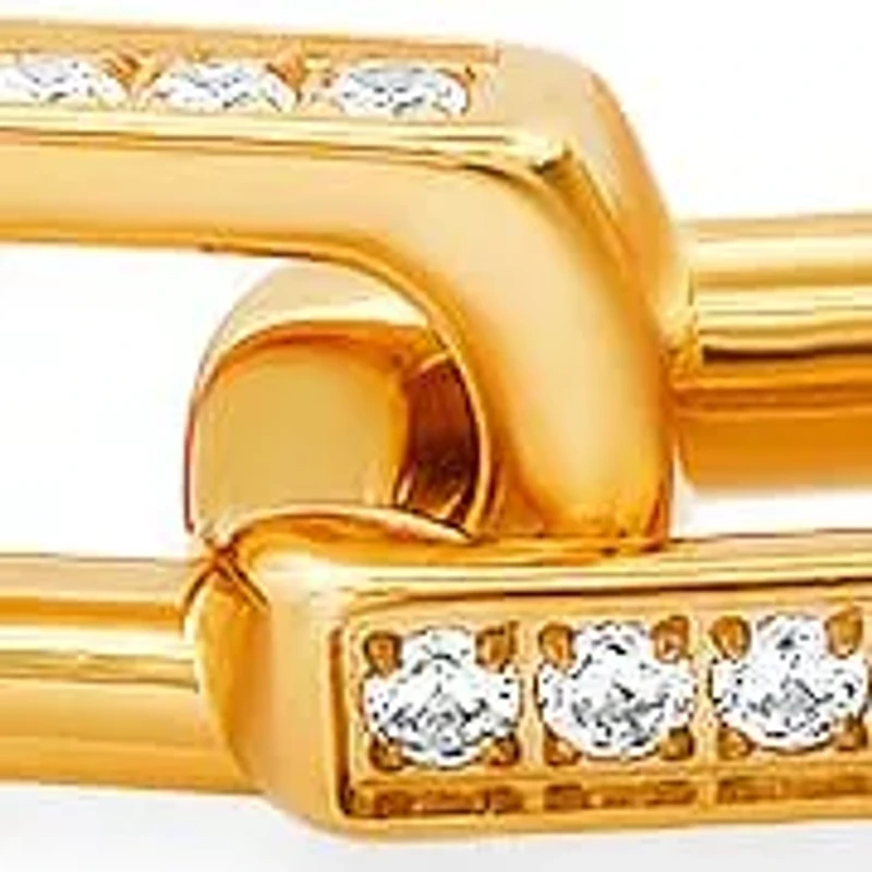 Lab Created Men's 18k gold plated stainless steel and simulated diamonds heirloom chain link bracelet