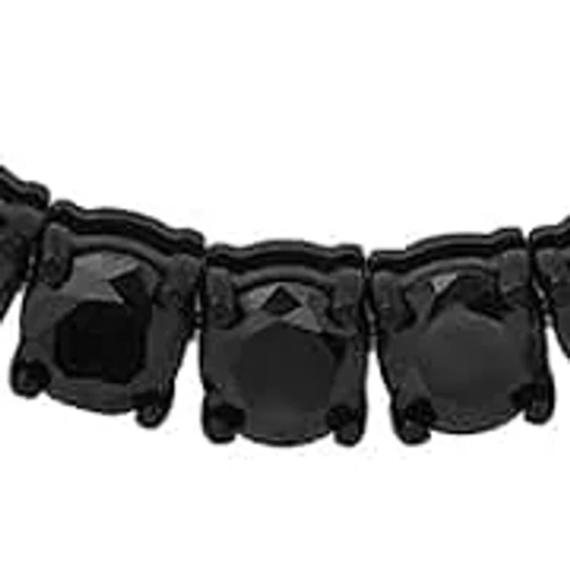 Lab Created Men's black ip stainless steel and simulated diamonds tennis necklace