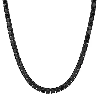 Lab Created Men's black ip stainless steel and simulated diamonds tennis necklace