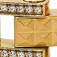 Lab Created Men's 18k gold plated stainless steel and simulated diamonds pyramid stud pattern link bracelet