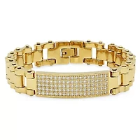 Lab Created Men's stainless steel cz id bracelet