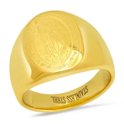 Men's 18k gold plated stainless steel Lady of Guadalupe ring