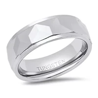 Men's tungsten faceted band ring