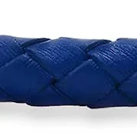 Men's blue braided leather and stainless steel magnetic clasp