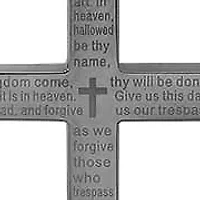 Men's stainless steel Lord's prayer square cross pendant