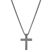 Men's stainless steel Lord's prayer square cross pendant