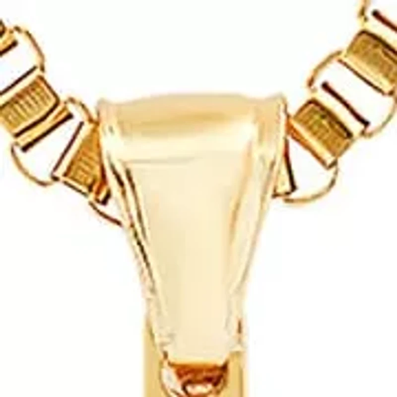 Men's stainless steel double row box chain with freshwater pearl and cross pendants