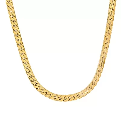 Men's stainless steel flat snake curb chain link necklace