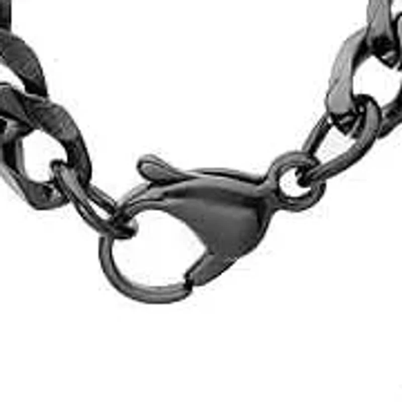 Men's stainless steel black ip 24" curb necklace chain