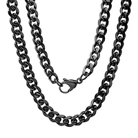 Men's stainless steel black ip 24" curb necklace chain