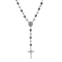 Men's black rubber and 18k gold plated stainless steel rosary