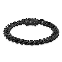 Lab Created Men's 18k gold plated stainless steel thick cuban link chain bracelet with simulated diamonds clasp