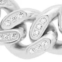 Lab Created Men's stainless steel and simulated diamonds cuban link chain necklace