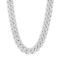 Lab Created Men's stainless steel and simulated diamonds cuban link chain necklace