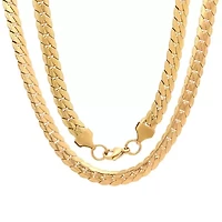 Men's stainless steel flat curb chain necklace