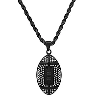 Lab Created Men's stainless steel and simulated diamonds american football pendant