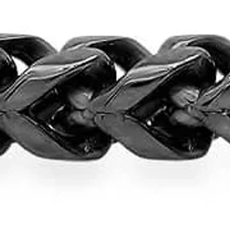 Men's black ip stainless steel wheat chain bracelet