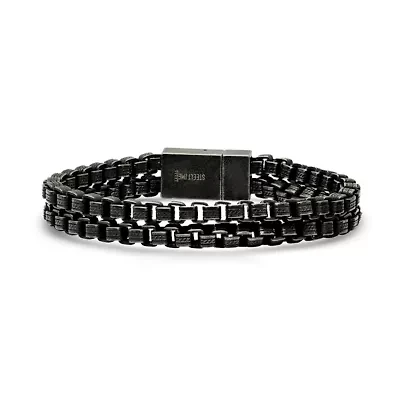Men's 18k gold plated stainless steel box chain and rounded bracelet