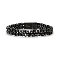 Men's 18k gold plated stainless steel box chain and rounded bracelet
