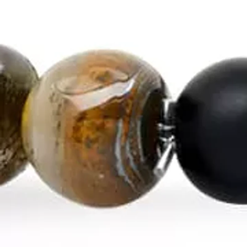 Men's tiger eye and stainless steel beaded bracelet