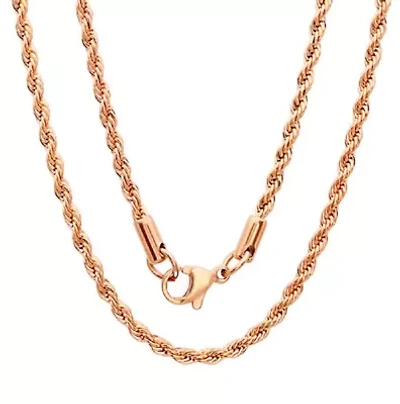 Men's 18k rose gold plated rope chain necklace