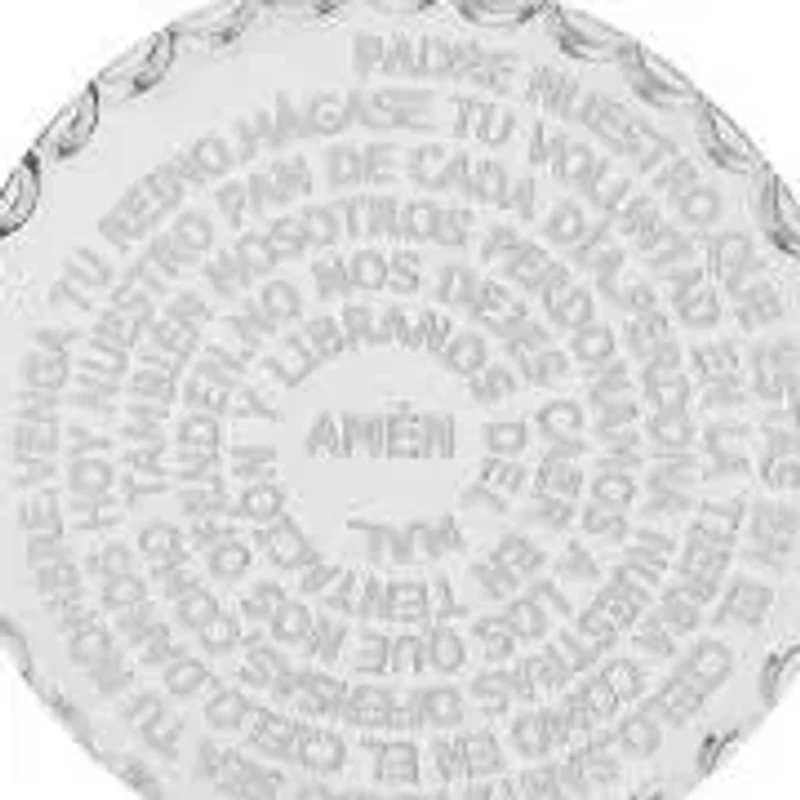 18kt rose gold plated stainless steel "padre nuestro…"pendant with 18'' ball chain necklace