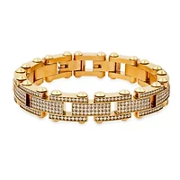 Lab Created Men's stainless steel and simulated diamonds tennis link bracelet