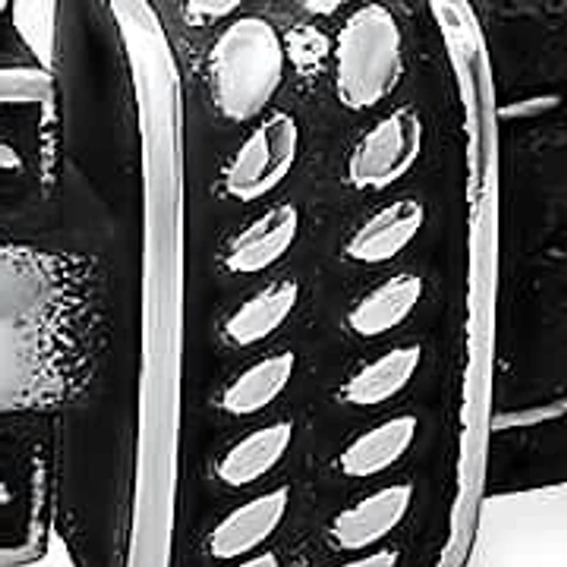 Men's brown braided inlay leather and stainless steel/black ip horseshoe bracelet