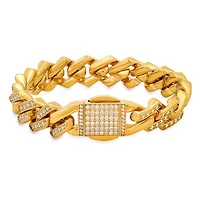 Lab Created Men's stainless steel and simulated diamonds ice out miami thick cuban link bracelet