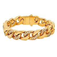 Lab Created Men's stainless steel and simulated diamonds heavy miami cuban link chain bracelet