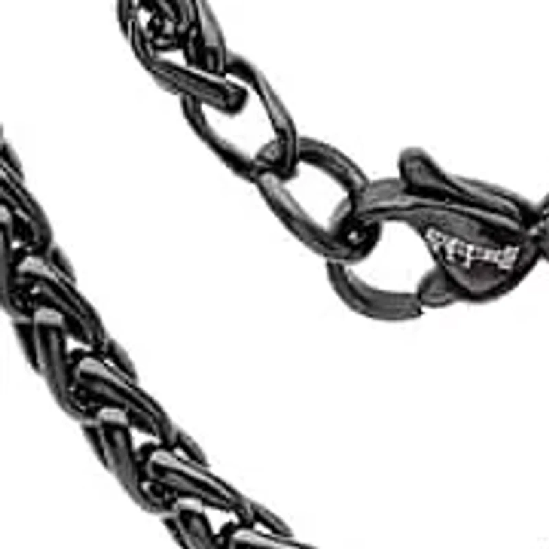 Men's black ip stainless steel figaro chain necklace