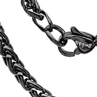 Men's black ip stainless steel figaro chain necklace