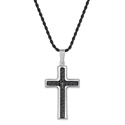 Lab Created Men's 18k gold plated stainless steel and simulated diamond spinning cross pendant